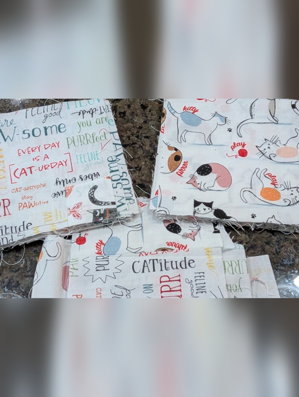 Multi-Pack of 8 Fun Cat Themed Fabric Remnants - Picture 3 of 6